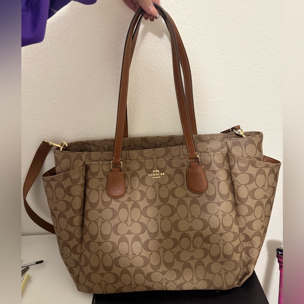 Coach Diaper Bag Brown Leather